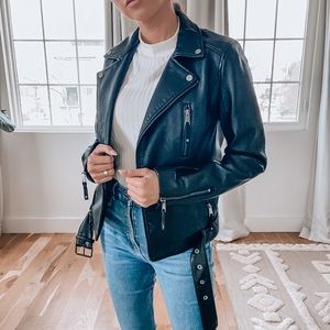 Faux leather motorcycle jacket
